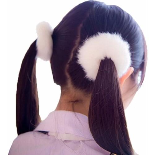 Women Trendy Elastic Hair Bands Soft Cute Hair Band Fake Rabbit Fur Hair Rubber Band Girls scrunchie Haar Accessories