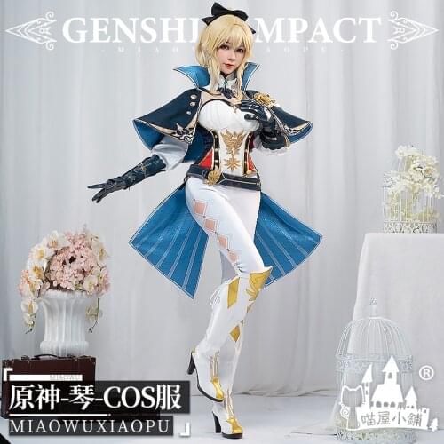 Anime Genshin Impact Jean Game Suit Colonel Knight Dress Gorgeous Uniform Cosplay Costume Halloween Women Free Shipping 2021 New
