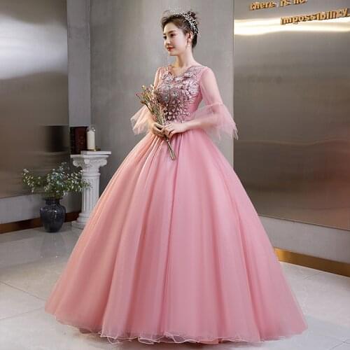 Freeship pink embroidery rococo ball gown Renaissance Gown queen Victorian/Marie Antoinette Belle