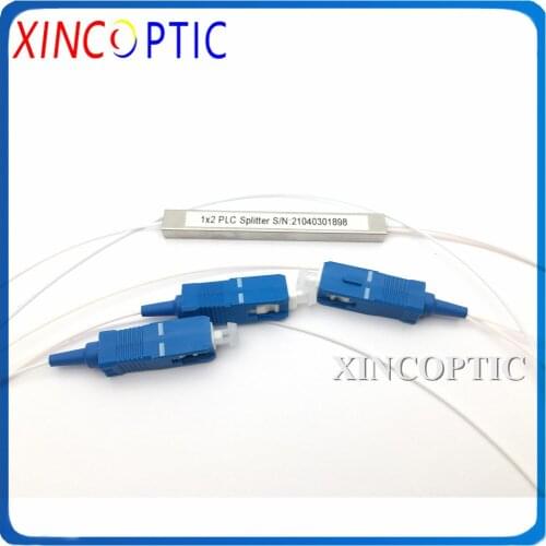 10Pcs Fiber Optical PLC Splitter 1:2 Mini Steel Tube Type 1x2 0.9mm 1M Fiber Opitc Splitter LC/FC/SC/APC UPC Connector