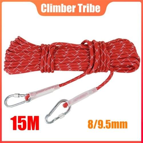 15M Outdoor Climbing Ropes Nylon High-altitude Safety Rope Mountaineering Fire Escape Cord Downhill Rescue Accessories 60