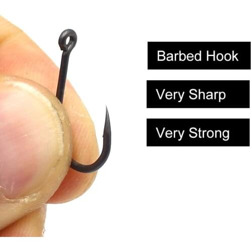 50PCS Carp Fishing Classic Eye Hook Drill Hair Rigs PTFE Barbed Carp Hook Fishing Hook 2/4/6/8/10 Fishing Tackle Accessories