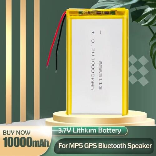 8565113 3.7V 10000mAh Lithium Polymer Rechargeable Battery For GPS Power Bank Tablet E-book LED Light Medical Device Li-po Cell