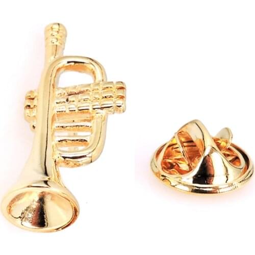 High quality Brooch for men gold horn lapel pin Successful mens music brooches accessories jewelry wholesale XZ041
