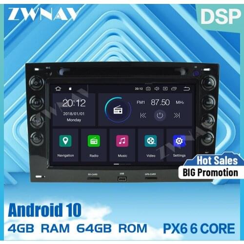 PX6 4+64G Android 10.0 Car Stereo DVD Player GPS Glonass Navigation for RENAULT MEGANE 2003-2010 Multimedia Radio wifi head unit