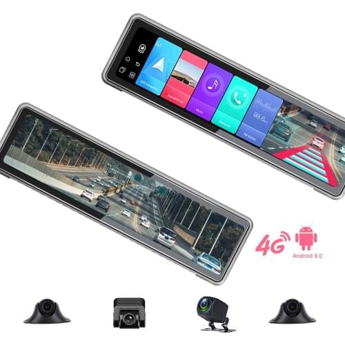 2021 New 4G WIFI 4 Cams Car Video Recorder Android 9.0 2+32G Mirror Dash Camera No Light Night Vision GPS Navigation
