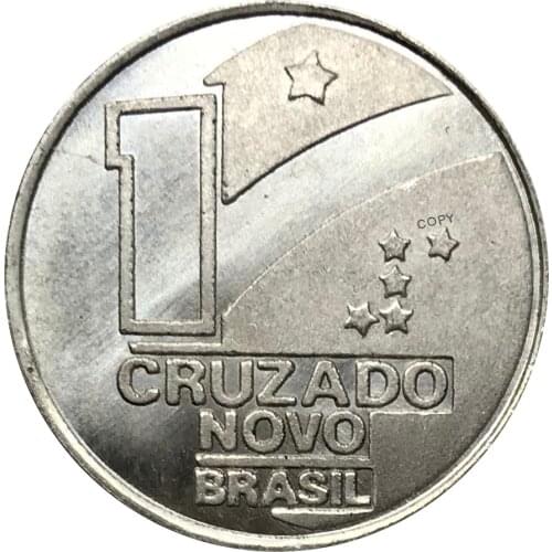 Brazil Republic 1 Cruzado Novo Christs Cross 1990 Cupronickel Silver Plated Copy Coin