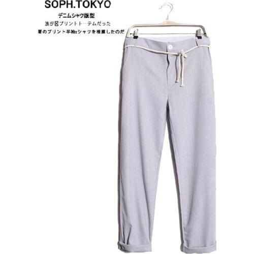 2017 Mens Summer Casual Pants Natural Cotton Linen Trousers Elastic Waist Straight Comfortable Breathable Health Pants