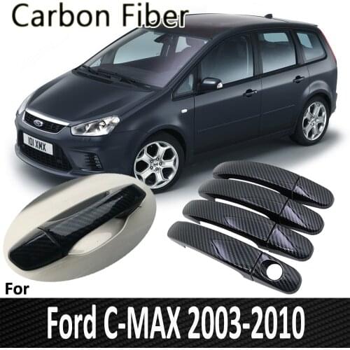 Black Carbon Fiber for Ford C-MAX C MAX MK1 2003 2004 2005 2006 2007 2008 2009 2010 Door Handle Cover Sticker Car Accessories