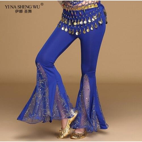 Kid/Adult Milk silk Belly Dance Pants 3 Colors Workout Bellydance Costume Pants For Bellydancer Women India Princess Sequins