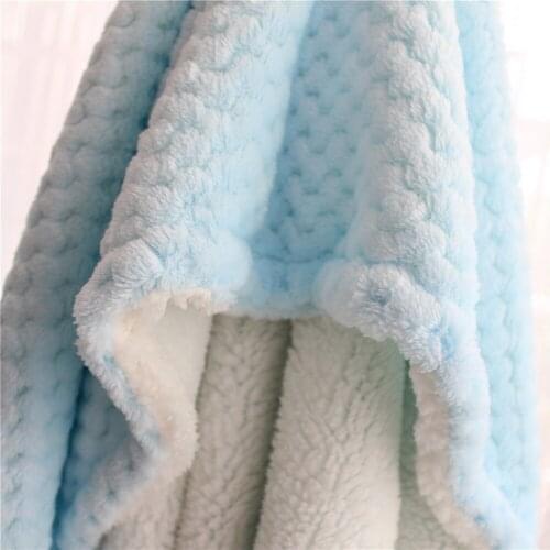 2 layers thick winter furry sherpa kids blanket 3D plaid fluffy baby blanket pet carpet blanket kids quilt thermal baby swaddle