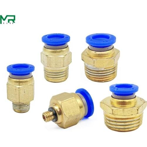 Air Pipe Fitting 1/4"PT 1/8" 3/8" 1/2 Pneumatic quick connector thread through air cylinder quick insert PC4/6/8/10/12 1PCS