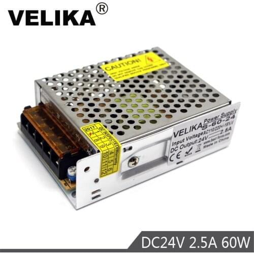 Variable 24V Power Supply 2.5A 60W Power Source Driver Transformer 100-240V AC TO DC24V SMPS for Led Light CCTV 3D Printer DIY