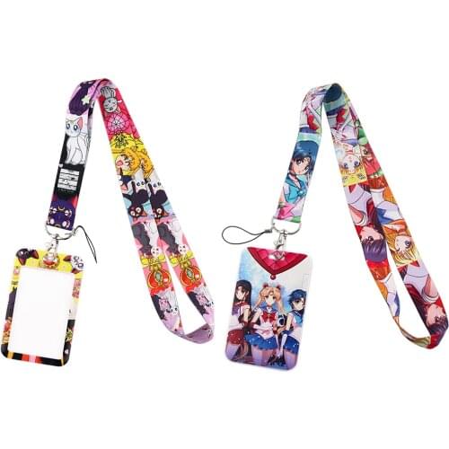 JF486 Kawaii Girl Anime Cat Keychain Neck Strap Lanyards for Keys ID Card Passport Gym Phone USB Badge Holder DIY Hanging Rope