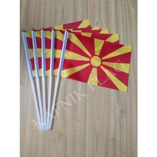 KAFNIK,5pcs Macedonia flag 14*21CM Macedonia Flag the hand national flag Free Shipping