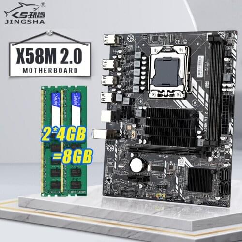 LGA 1366 X58 Motherboard Set with 2*4=8GB ECC DDR3 1333mhz RAM Support Intel Xeon Processor LGA 1366 CPU Motherboard Kit Combo