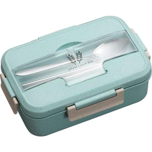 1100 Ml 3-Piece Foodstuff Box Lunch Box Food Container Wheat Straw Material Environment-Friendly Microwave Lunch Box