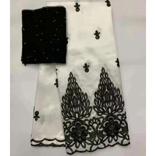 Embroidered George Lace Fabric With BLouse For India Wedding 2020 Latest Fashion Gold Line Guipure George Laces With Sequins 7Y