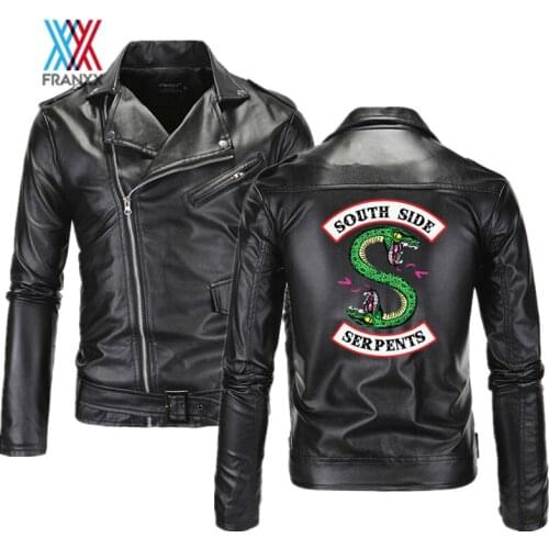 FRANXX Jacket Riverdale Coat Men South Side Serpents Riverdale PU Leather Jackets Black Serpents Streetwear Leather Outwear Coat