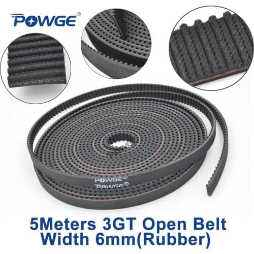 POWGE 5Meters 3MGT 3GT Open Synchronous Timing belt 3GT 6 Width 6mm 3GT-6 Rubber GT3 3KC Belt pulley Small Backlash 3D printer