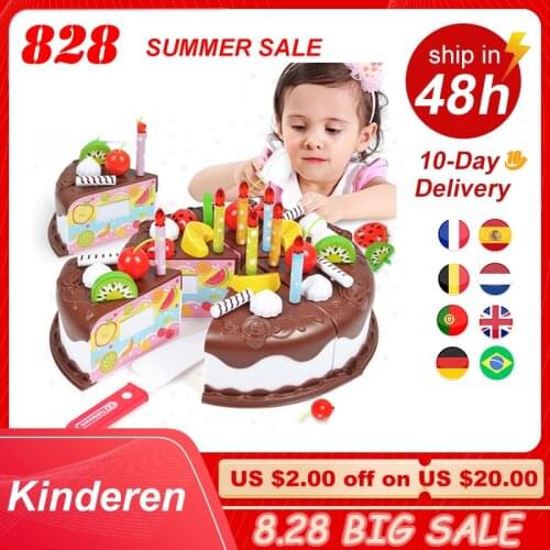 Kid DIY Birthday Cake Toy 37 Pcs/Set Plastic Chocolate Cutting Fruit Food Pretend Play Toys Set Safe Cute Children Girl Toy Gift