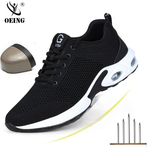 Men Steel Toe Boots Work Safety Plus Size Outdoor Tennis Breathable Protective Puncture-Proof Safety Shoes For Men Sneakers 2020
