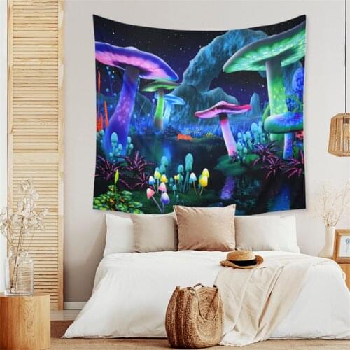 Wall Tapestry Mushroom Print Background Cloth Hanging Carpet Home Decorations for Sitting Room Bedroom