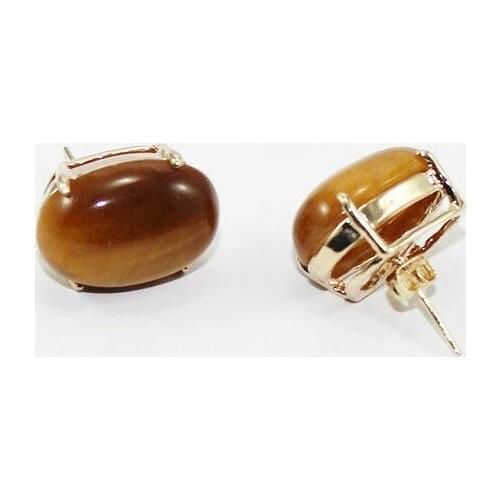 Real Tigers Eye/Tiger eye Stud Earrings AAA+ Crystal Healing Chatoyant Earring