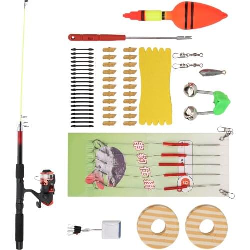 1.65M Fishing Rod Full Kits with Telescopic Fishing Rod and Fishing Reel Baits Hooks Saltwater Freshwater Travel Pole Set