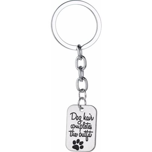 Rectangle Keyring Animals Dog Tag Pet Paws Keychain Women Men Animals Lover Bags Keyfob Key Chains Souvenir Jewelry Fashion Gift