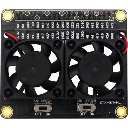 Raspberry Pi 4 Dual Fan GPIO Extension Board With LED Fan Switch Cooling Module For Raspberry Pi 3 Model B 4B/3B+/3B