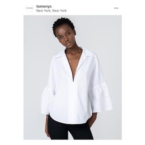 Tom*e 21 spring/summer oversized pure cotton classic white V-neck loose oversize half sleeve shirt