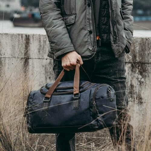 Men Women Duffel Bag Soft PU Leather Hand Luggage Bags Shoulder Bag Male Female Waterproof Travel Gym Bag organizer for Weekend