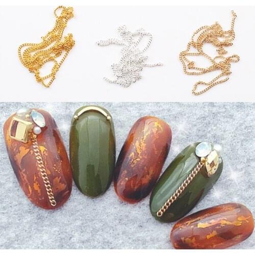 Super shine thin gold silver rose gold Nail Art metal chain 3d metal nail art decoration