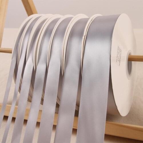 Light Grey 100Yard/roll Silk Ribbon Polyester Satin Fabric Ribbon Wedding Christmas New Year Sewing Fabric Hair Bow DIY Material