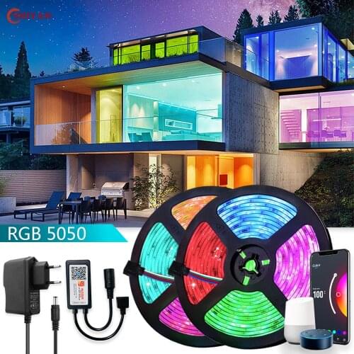 Tuya Smart luces LED Strip Lights RGB 5050 WIFI Alexa Google Assistant Voice Control 12V Waterproof Fita For Home Festival Decor