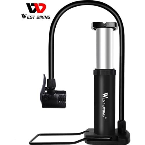 WEST BIKING Bike Pump Aluminum Alloy MTB Mountain Bike Inflator Foot Cycling Tire Air Pump Presta Schrader Valve Bicycle Pump