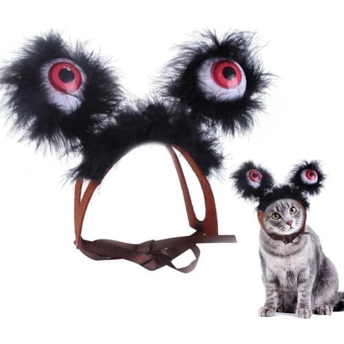 Funny Pet Cat Decorative Hat Luminous Eyes Headgear Wig Cap Hat For Cat Dog Halloween Christmas Clothes Fancy Dress Pet Clothes