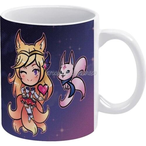 Star Guardian Ahri Coffee Mugs 330ml Creative Travel Mug and Cup Office Drinkware Mugs Tazza Ahri Star Guardian Cute Kawaii Fox