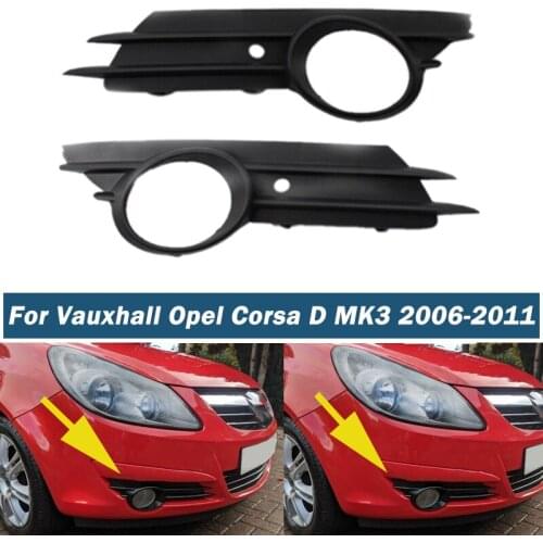 1Pair Car Front Fog Light Lamp Grille Cover Front Bumper Grill For Vauxhall Opel Corsa D MK3 2006-2011 13229484