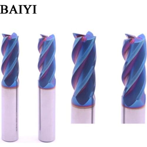 1PC Cutting HRC65 4 Flute D1mm-20mm 1.5mm 2mm 3mm 4mm 5mm 6mm 8mm Alloy Carbide Milling Tungsten Steel Milling Cutter End Mill