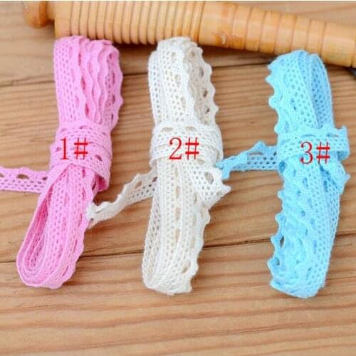 10 Meters Pink Blue Beige Cotton Lace Ribbon Clothing Decorative Cotton Lace Trim Home Handmade Patchwork DIY Sewing Accessory