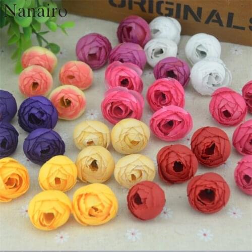 10pcs2.5cm Small Silk Rose Bud Artificial Flower Head For Wedding Home Decoration DIY Wreath Gift Scrapbooking Fake Flowers