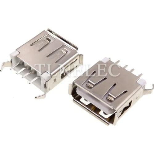 10pcs Micro USB 2.0 Curly Edge Interface Connector Type-A 4 Pins Famale Straight Insert Fixed Bend Corner Plug Port Socket