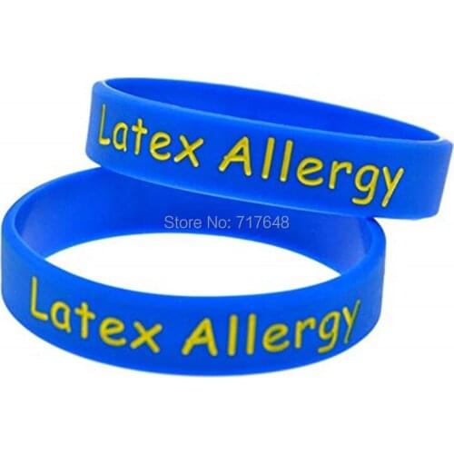 100pcs Medical Alert Latex Allergy Blue Green Hot Pink Red wristband silicone bracelets free shipping by epacket A