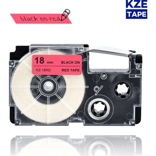 18mm Casio Black on Red compatible label tapes XR18RD XR 18RD XR-18RD for KL-60 typewriter KL-60SR KL120 EZ Label Maker