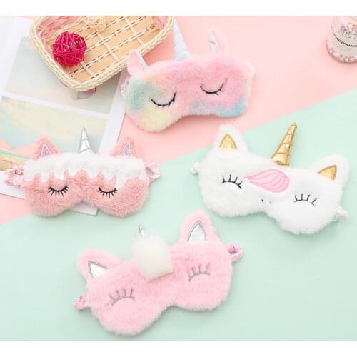 3D Unicorn Eye Sleeping Cover Cartoon Variety Eyeshade Relax Eye Patch Plush Suitable for Travel Home Party Gifts Eye Mask