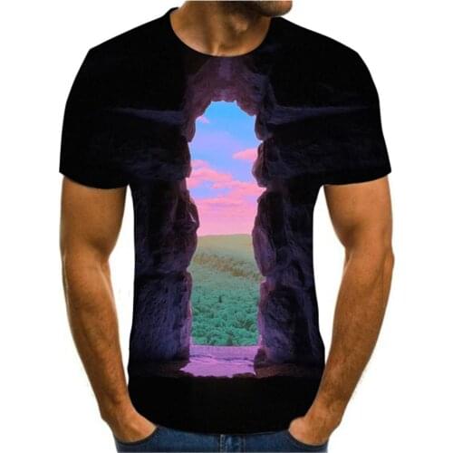 3D New Popular Animation Landscape Creative Art Design Colorful Funny T-shirt for Mens Short Sleeve xxs-6xl Street Style