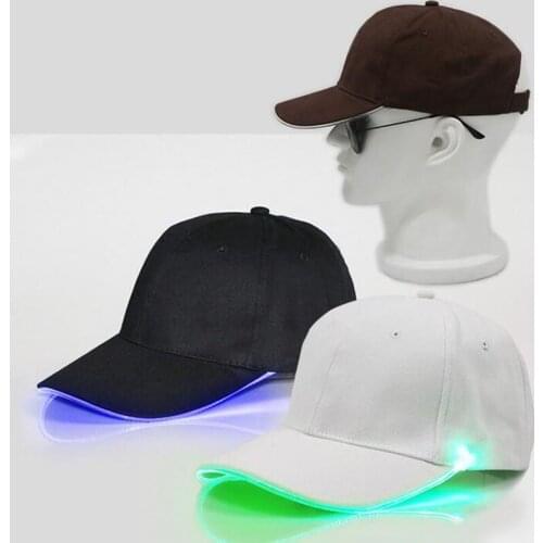 50pcs LED Light Hat Glow White Black Fabric For Adult Baseball Caps Luminous 7 Colors Adjustment Size Xmas Party Decor ZA5188