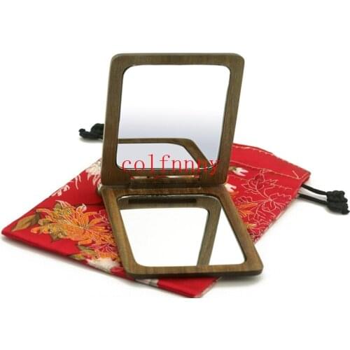 55pc/lot Fast shipping Green sandalwood Mirror Fashion Gift Folding Craft Wooden Mirror 9.5*6.8cm